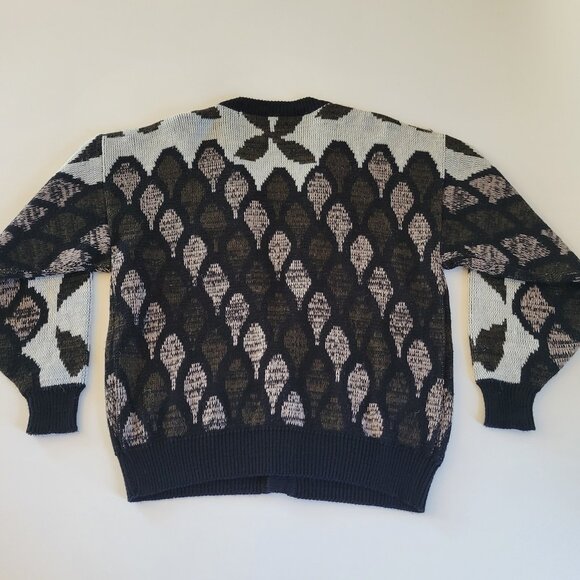 Vintage 80s 90s Knit Cosby Style Cardigan Sweater Preppy Size Large Santana Ltd - Picture 5 of 7